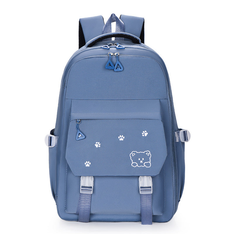 Bear Printed Backpack Senior high school College Student Schoolbag Korean Casual Campus Backpack Refrigerator Open Door Computer Bag