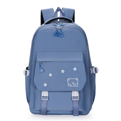 Bear Printed Backpack Senior high school College Student Schoolbag Korean Casual Campus Backpack Refrigerator Open Door Computer Bag