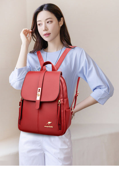Foreign Trade Hot 2026 New Anti-theft Lock Backpack Trend Good Kangaroo Women's Schoolbag Fashion Travel Backpack