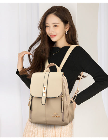 Factory wholesale kangaroo backpack women's 2026 new fashion fashion soft leather mommy casual large capacity bag generation hair