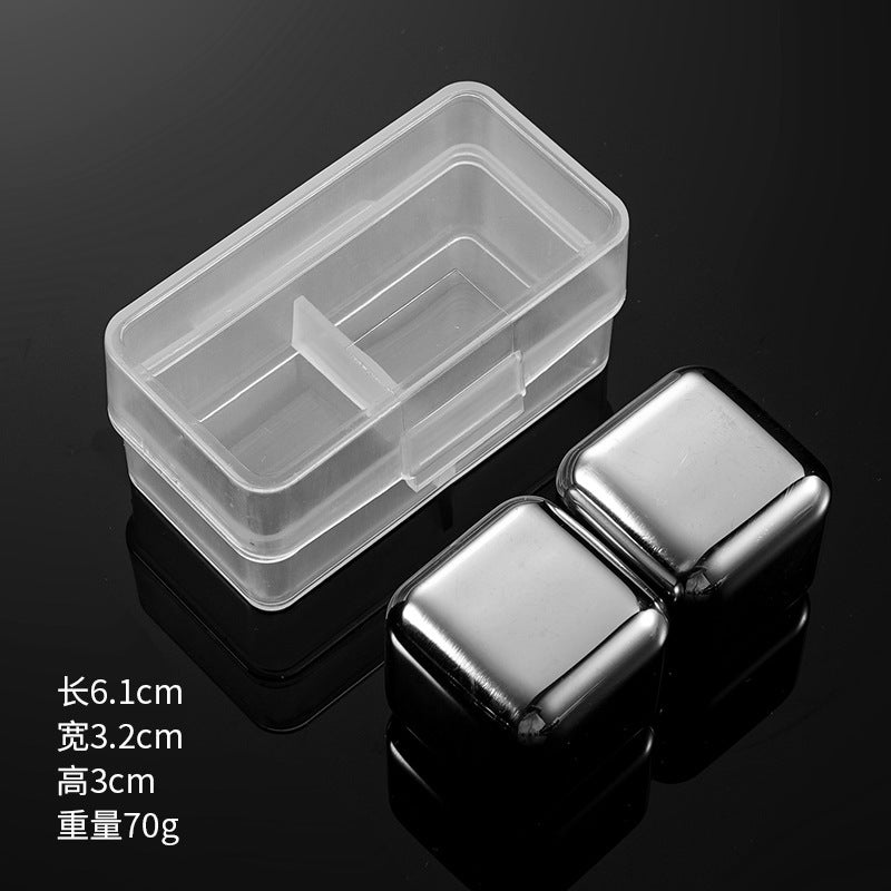 Cross-Border Commercial 304 Stainless Steel Ice Cubes Food Grade Quick-Frozen Ice Tartar Set Whiskey Iced Weishi Ice Cubes