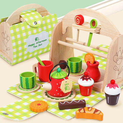Children Pretend Play Toys Wooden Simulation Role Play Game Ice Cream Afternoon Tea Dessert Set Montessori Educational Toys