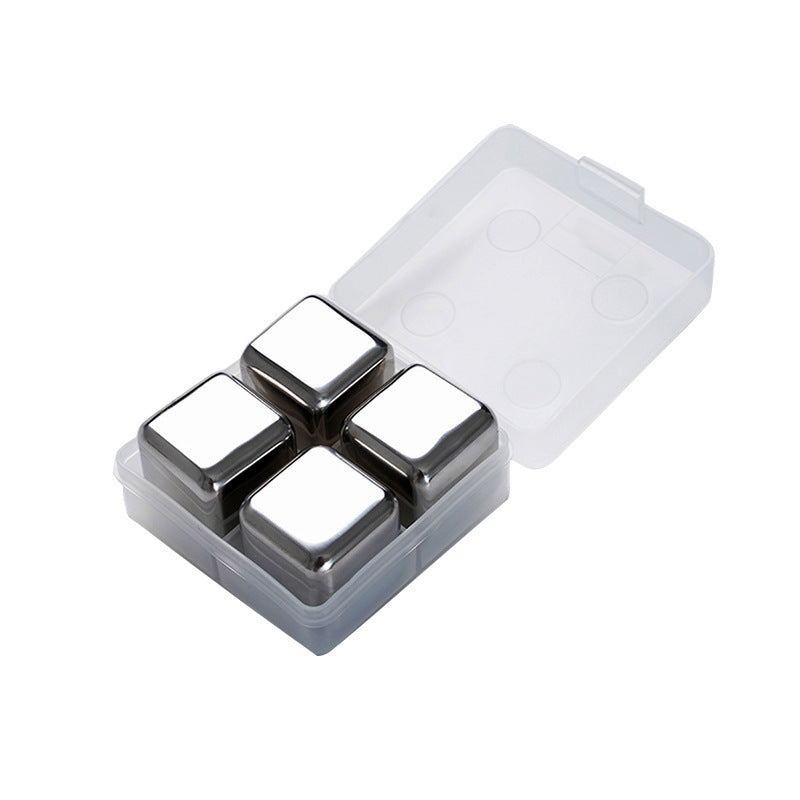 Cross-Border Commercial 304 Stainless Steel Ice Cubes Food Grade Quick-Frozen Ice Tartar Set Whiskey Iced Weishi Ice Cubes