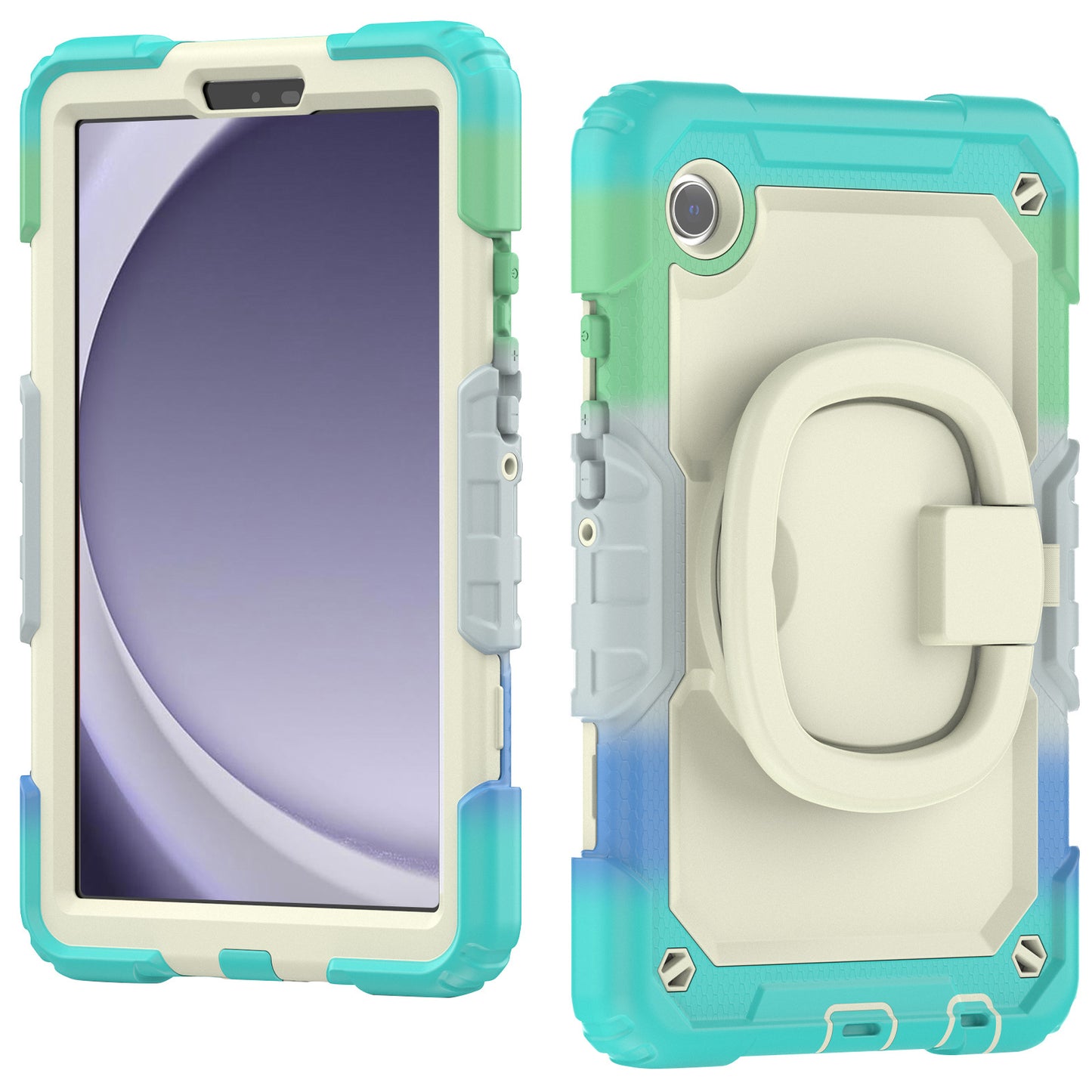 Applicable to Samsung Tab A9 silicone + PC protective case 8.7-inch rotating bracelet X115 multi-functional drop-resistant tablet case
