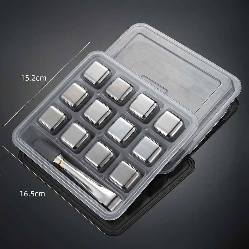 Cross-Border Commercial 304 Stainless Steel Ice Cubes Food Grade Quick-Frozen Ice Tartar Set Whiskey Iced Weishi Ice Cubes