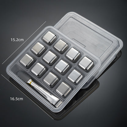 Cross-Border Commercial 304 Stainless Steel Ice Cubes Food Grade Quick-Frozen Ice Tartar Set Whiskey Iced Weishi Ice Cubes