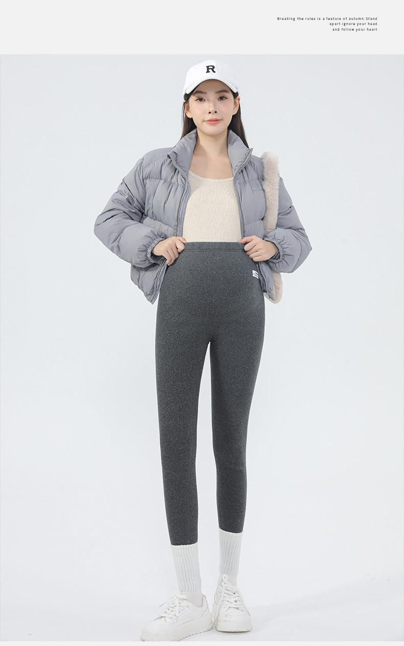 Maternity Leggings Autumn and Winter 2024 New Maternity Pants Winter Outer Wear Plus Cashmere Warm Cotton Pants