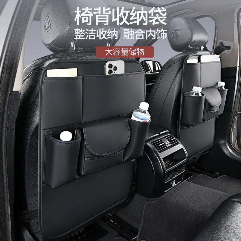 Car Seat Back Storage Bag Leather Tablet Holder Storage Box Dining Table Car Seat Back Hanging Bag