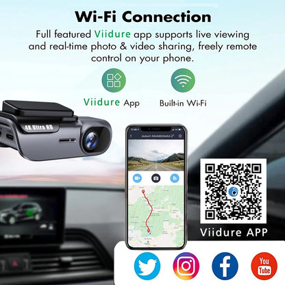 Cross-border 4K CarLog Mobile Phone Interconnection WIFI HD Night Vision Installation-free Car Recorder Shrunk Time Recording