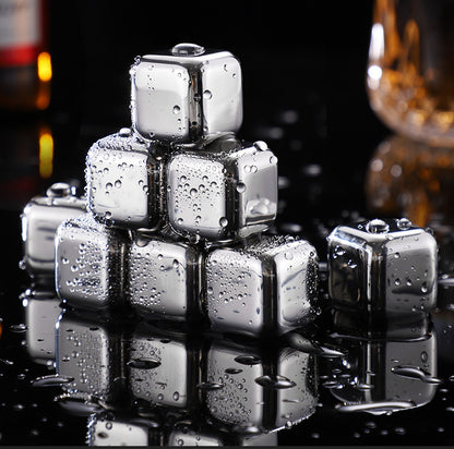 Cross-Border Commercial 304 Stainless Steel Ice Cubes Food Grade Quick-Frozen Ice Tartar Set Whiskey Iced Weishi Ice Cubes
