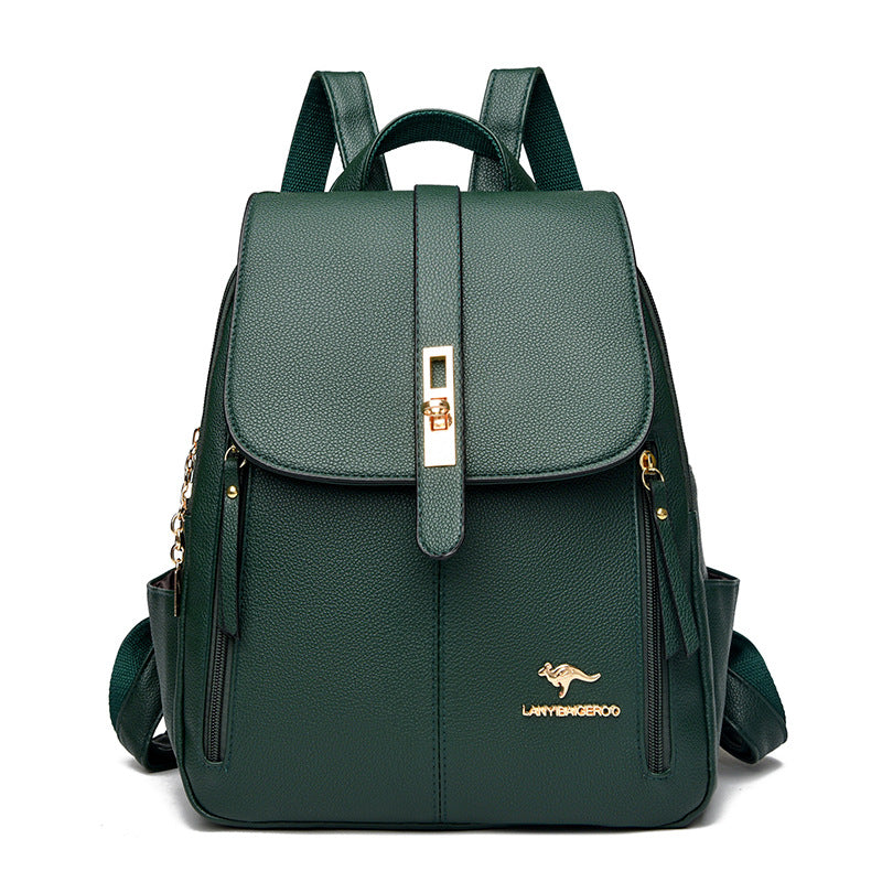 Factory wholesale kangaroo backpack women's 2026 new fashion fashion soft leather mommy casual large capacity bag generation hair
