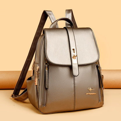 Factory wholesale kangaroo backpack women's 2026 new fashion fashion soft leather mommy casual large capacity bag generation hair