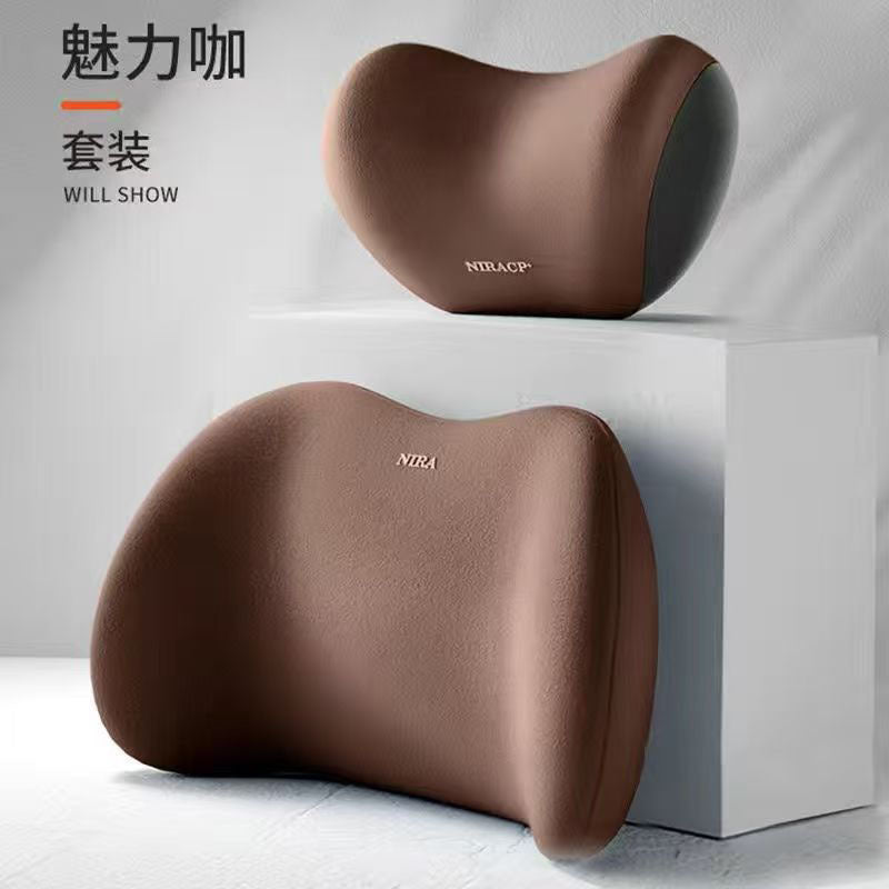 Car Headrest Neck Pillow Lumbar Pillow Car Pillow Car Neck Pillow Memory Seat Backrest Waist suit Cushion