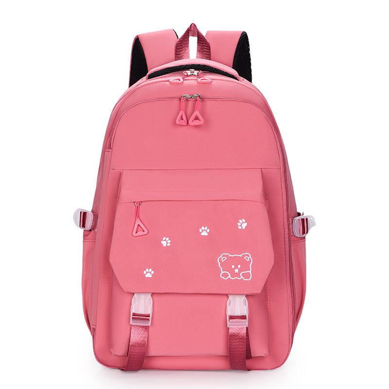 Bear Printed Backpack Senior high school College Student Schoolbag Korean Casual Campus Backpack Refrigerator Open Door Computer Bag