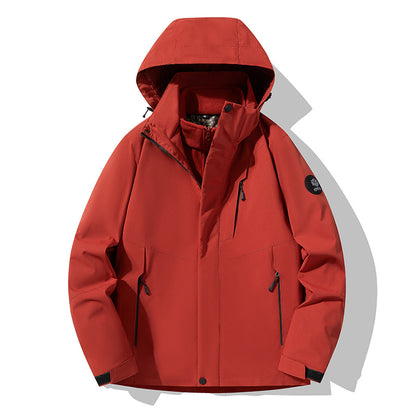 Three-In-One Detachable Autumn and Winter Jacket for Couples, Unisex Windproof and Waterproof Mountaineering Clothing with Fleece Lining