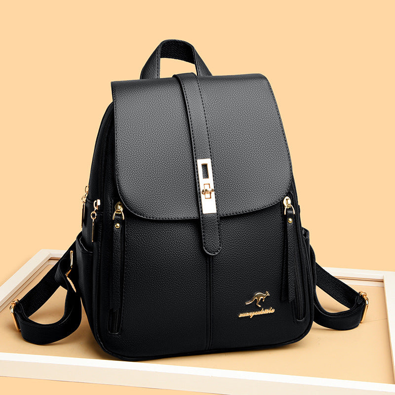 Foreign Trade Hot 2026 New Anti-theft Lock Backpack Trend Good Kangaroo Women's Schoolbag Fashion Travel Backpack
