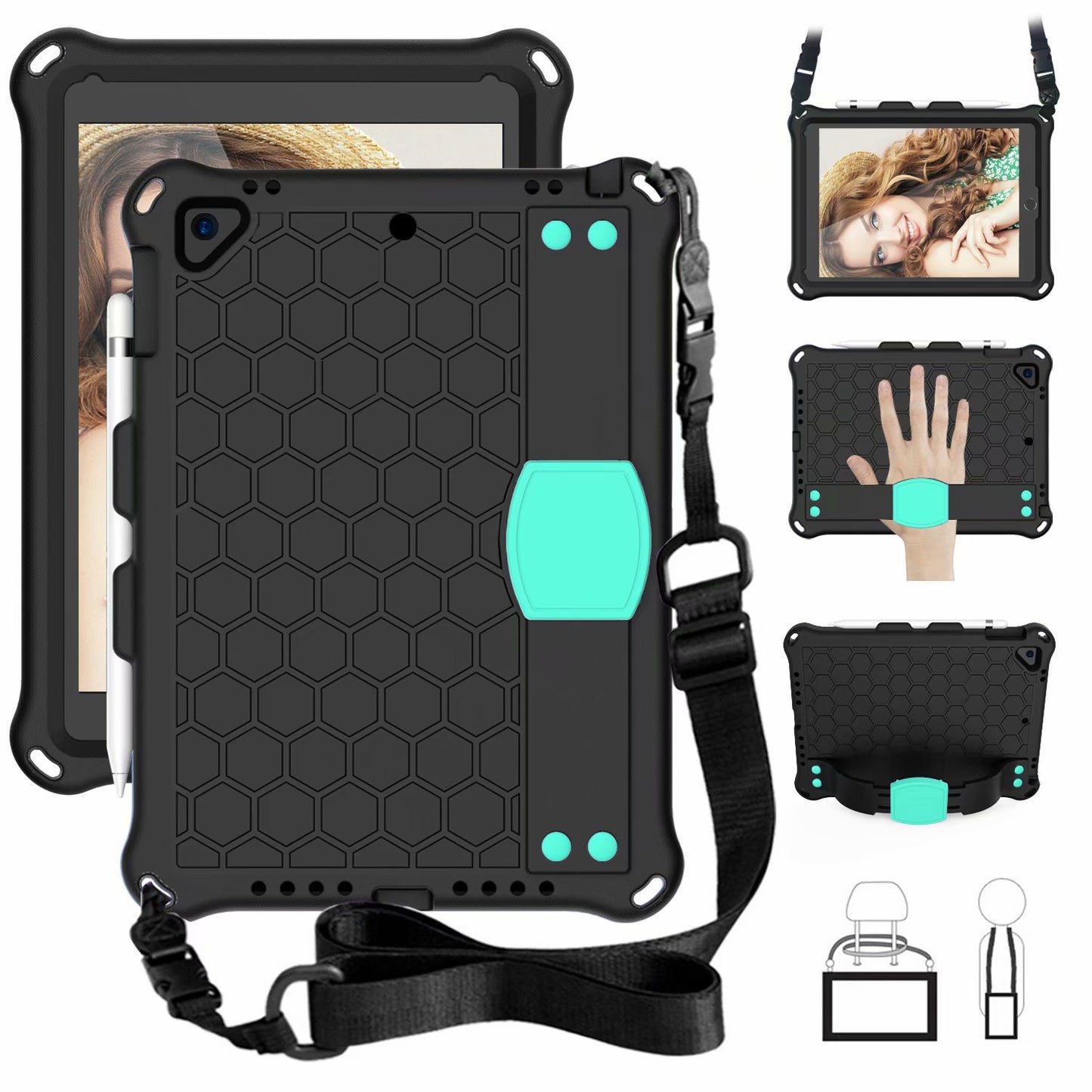 Applicable ipad10.2 inch protective case silicone mini5 drop-resistant iPad9.7 handheld air3 full cover air4