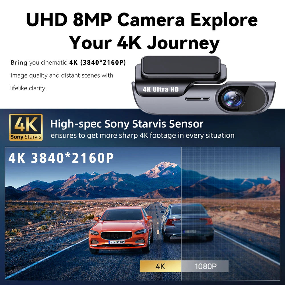 Cross-border 4K CarLog Mobile Phone Interconnection WIFI HD Night Vision Installation-free Car Recorder Shrunk Time Recording