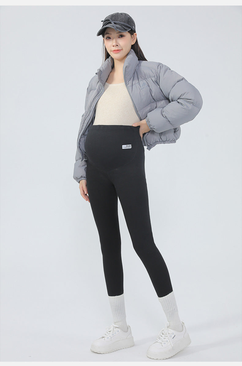 Maternity Leggings Autumn and Winter 2024 New Maternity Pants Winter Outer Wear Plus Cashmere Warm Cotton Pants