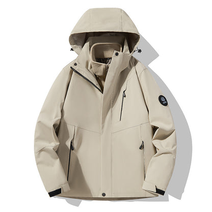 Three-In-One Detachable Autumn and Winter Jacket for Couples, Unisex Windproof and Waterproof Mountaineering Clothing with Fleece Lining