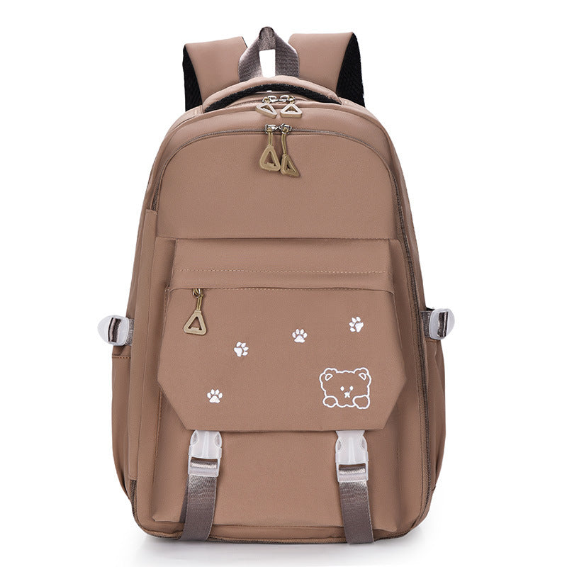 Bear Printed Backpack Senior high school College Student Schoolbag Korean Casual Campus Backpack Refrigerator Open Door Computer Bag