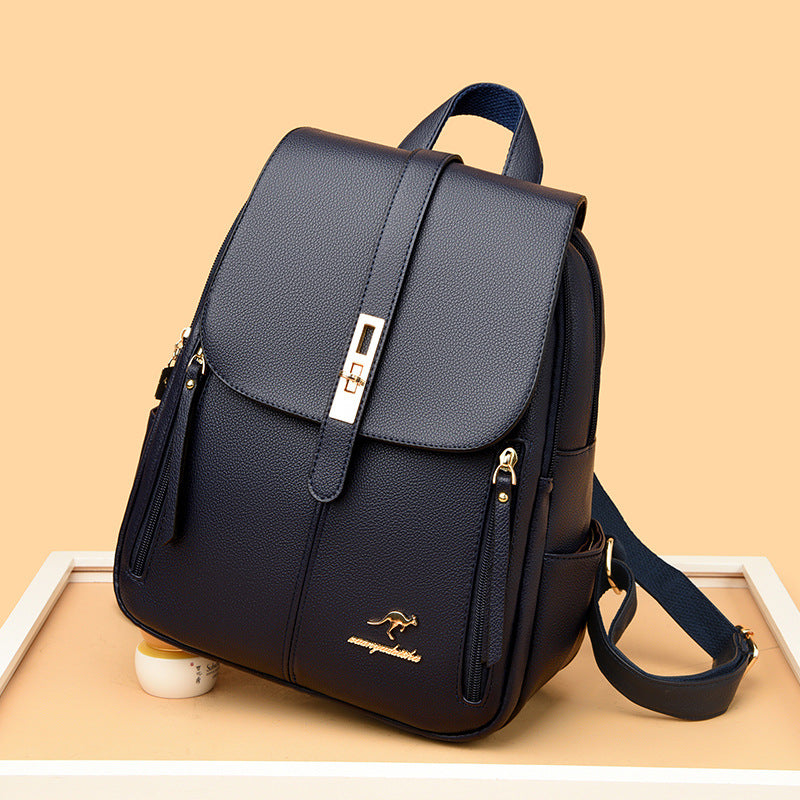 Foreign Trade Hot 2026 New Anti-theft Lock Backpack Trend Good Kangaroo Women's Schoolbag Fashion Travel Backpack