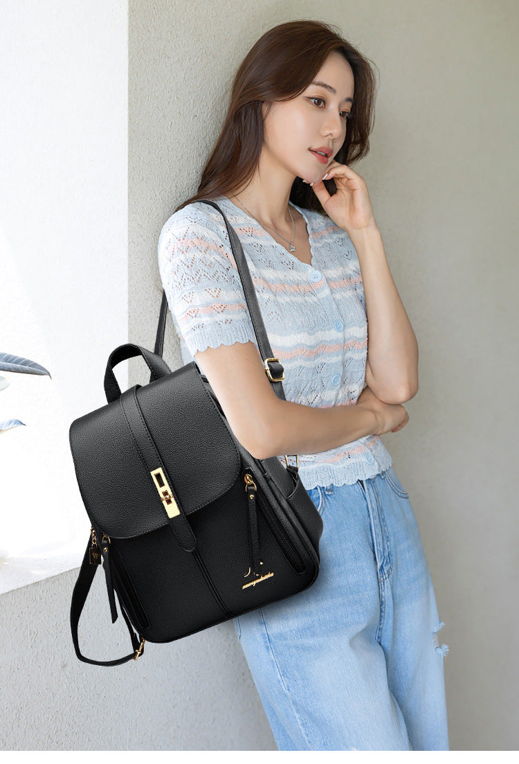 Foreign Trade Hot 2026 New Anti-theft Lock Backpack Trend Good Kangaroo Women's Schoolbag Fashion Travel Backpack