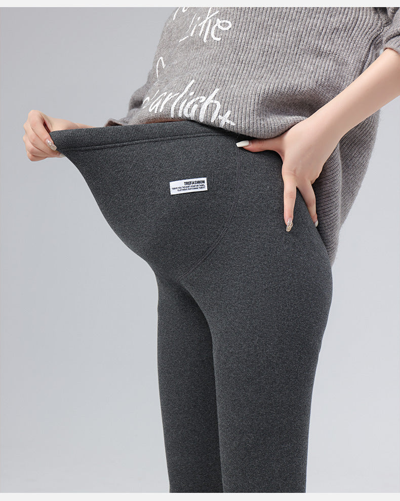 Maternity Leggings Autumn and Winter 2024 New Maternity Pants Winter Outer Wear Plus Cashmere Warm Cotton Pants