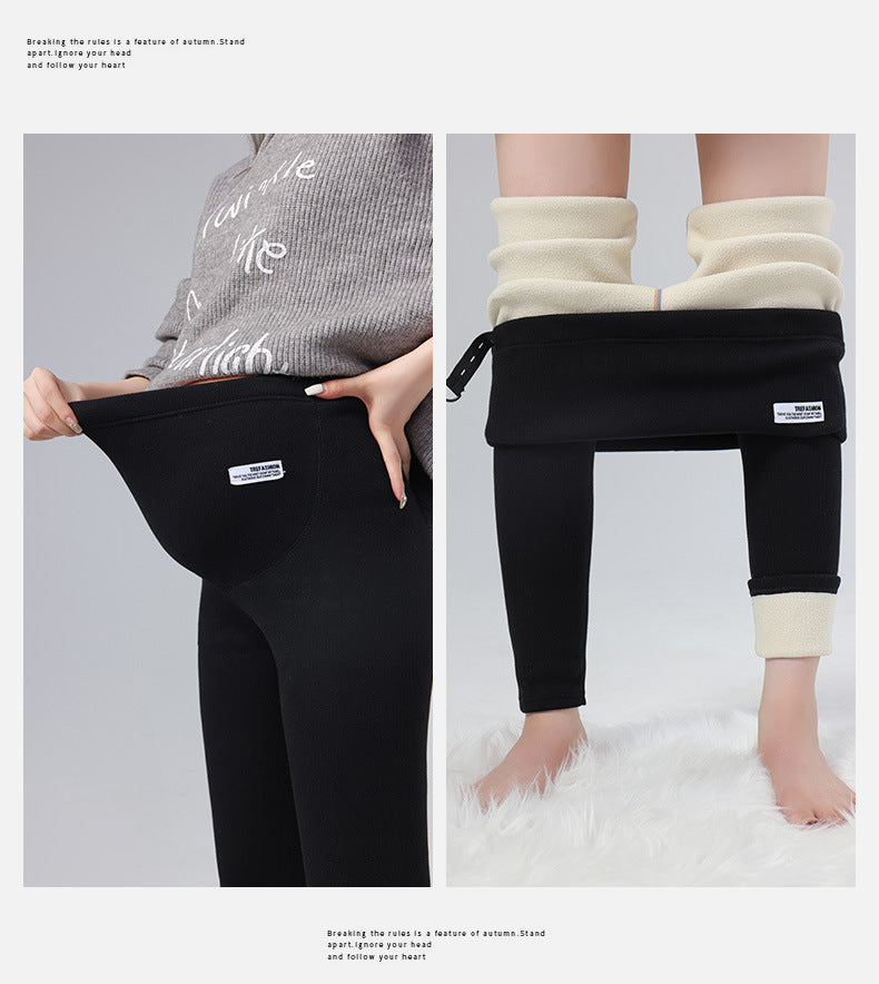 Maternity Leggings Autumn and Winter 2024 New Maternity Pants Winter Outer Wear Plus Cashmere Warm Cotton Pants