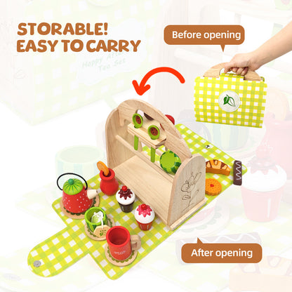 Children Pretend Play Toys Wooden Simulation Role Play Game Ice Cream Afternoon Tea Dessert Set Montessori Educational Toys