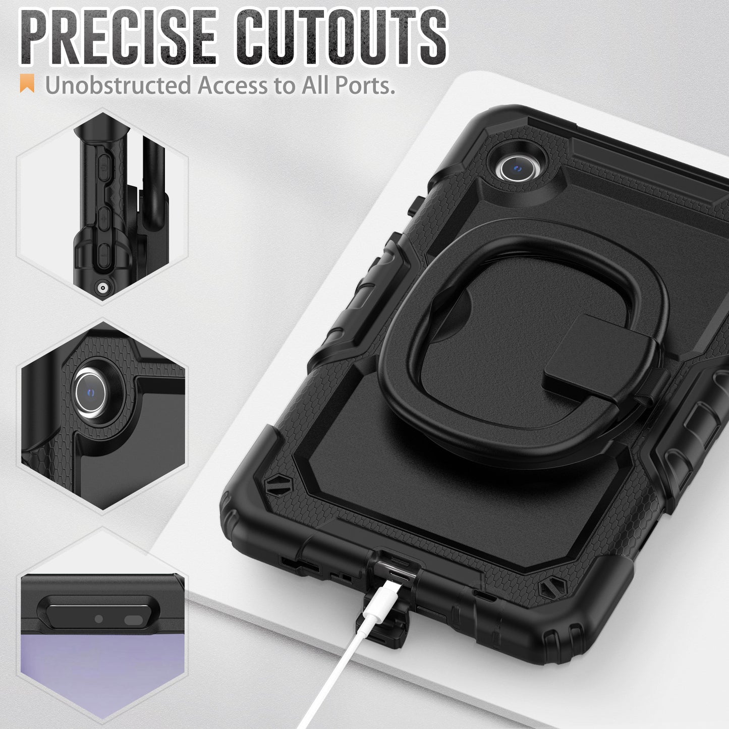 Applicable to Samsung Tab A9 silicone + PC protective case 8.7-inch rotating bracelet X115 multi-functional drop-resistant tablet case