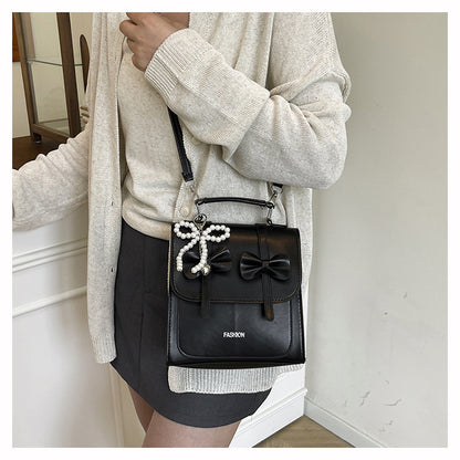Sweet Style Small Square Handbag for Women, 2026 Summer New Model, Bowknot Shoulder Bag, Stylish Multifunctional Backpack