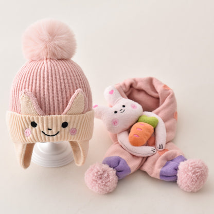 Children's Hat Boy's Winter Baby's Wool Hat Ear Protection Boy's Scarf suit Girl's Baby Toddler Autumn and Winter