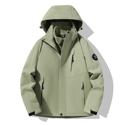 Three-In-One Detachable Autumn and Winter Jacket for Couples, Unisex Windproof and Waterproof Mountaineering Clothing with Fleece Lining