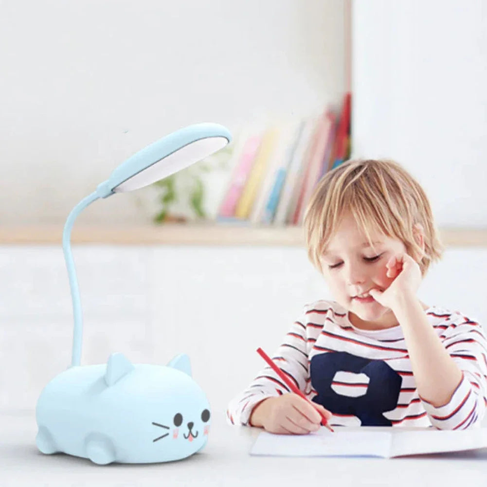 Mini cat Usb Recharge Battery Led Table Night Light Child Eye Protection Warm White Desk Lamp