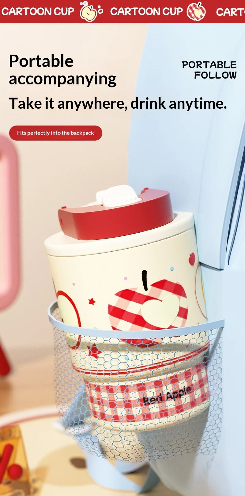 Cute Double Opening Insulated Tumbler for Women & Children with Straw and Sip Lid Portable Coffee Water Bottle Gift Idea