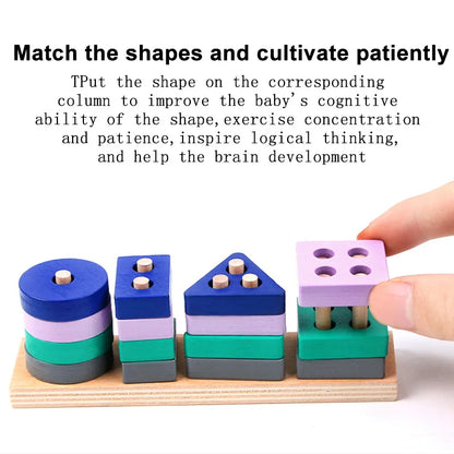 Toy Wooden Building Blocks Toys Color Shape Match Puzzle Toys for gifts Boys Girls