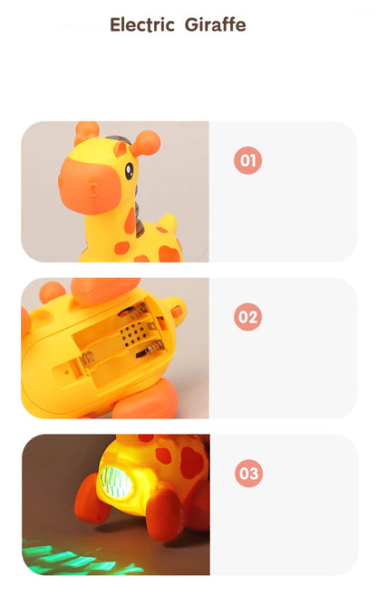 Giraffe rope toy with light, music, electric crawling toy, children's puzzle early education luminous toy