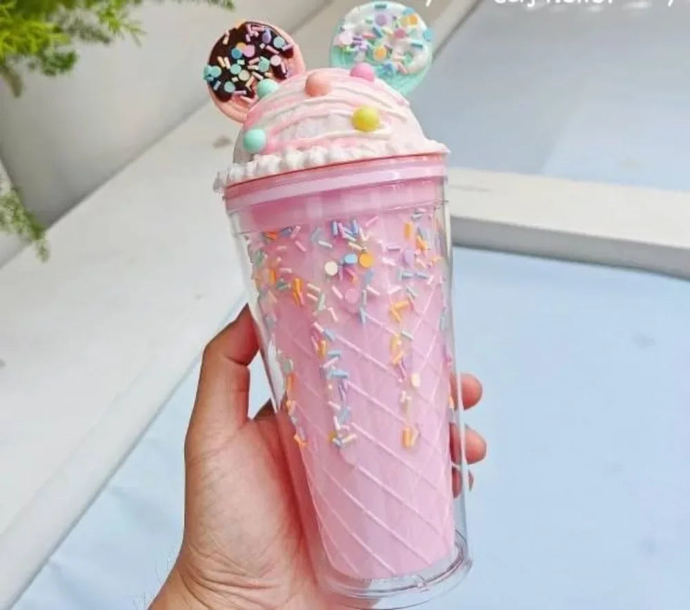 450ml Cute Water Bottle for Girls with Sequins BPA FREE Double Wall Tumbler with Straw Reusable Smoothie Cup Drinkware Xmas Gift