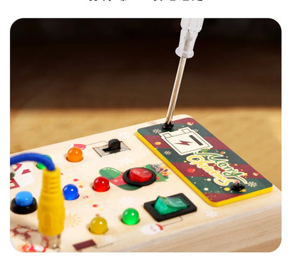 Kids Early Education Toys Electronic Led Light Baby Wooden Sensory Busy Board Montessori  For Toddler Christmas Gifts