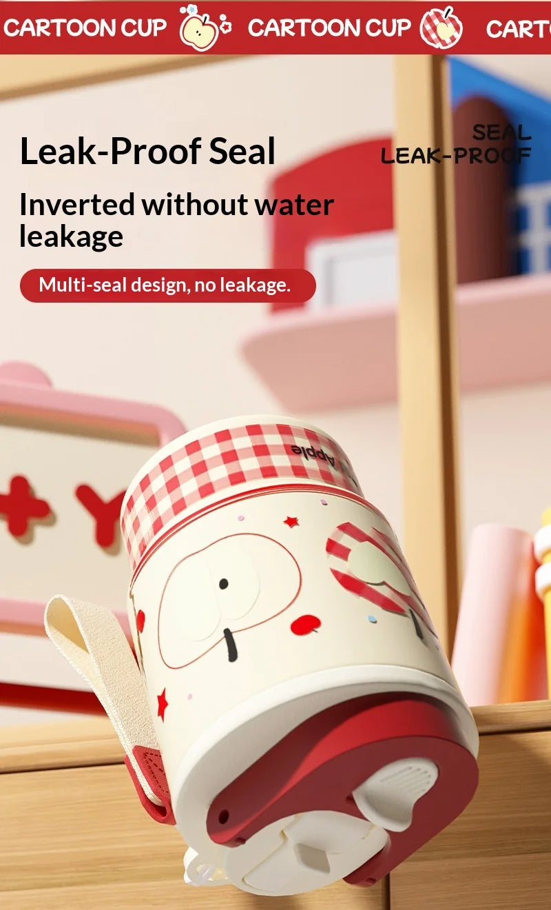 Cute Double Opening Insulated Tumbler for Women & Children with Straw and Sip Lid Portable Coffee Water Bottle Gift Idea