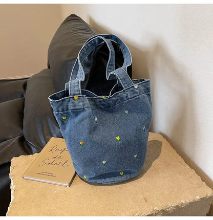 Women Shoulder Bag Large Capacity Denim Tote Bag Fashion Underarm Harajuku Handbag Clutch Bags Simple Female Commuter bags 2026