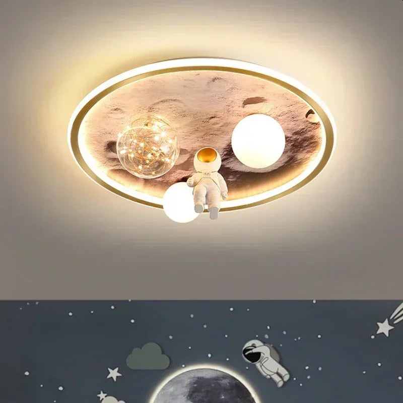 Modern European Modern Children's Moon Lustre Led Lights Astronaut Bedroom Chandeliers Decoration Ceiling Lamps For Room Home-ap