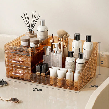 Makeup Organizer Cosmetic Organizer with Transparent Drawer - Multi-functional Lipstick & Cosmetic Organizer