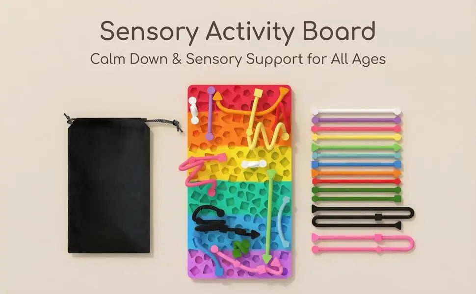 Sensory Activity Board, Silicone Quiet Fidget Toy for ADHD Autism Stress Relief, Easter Basket Stuffers for Toddlers Kids Teens