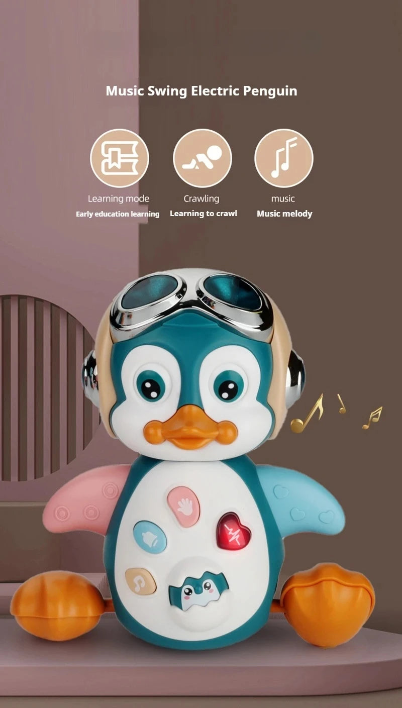 Interactive Walking Penguin Toy, Dancing Musical Baby Toy with LED Lights, Encourages Crawling Learning for Toddlers Infant Kids