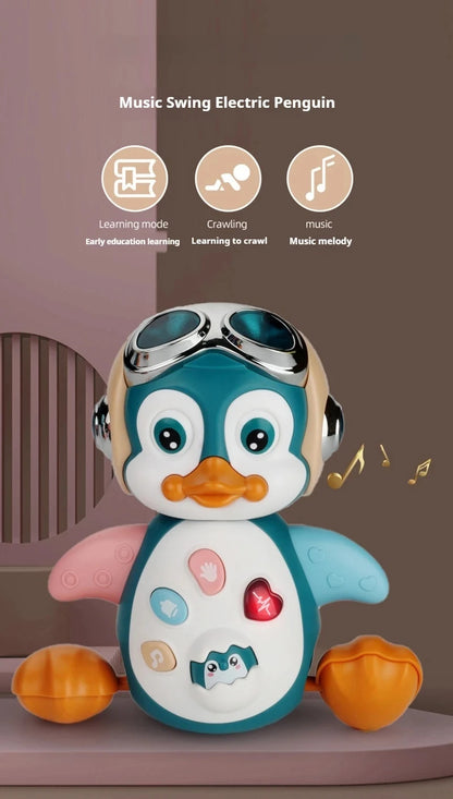 Interactive Walking Penguin Toy, Dancing Musical Baby Toy with LED Lights, Encourages Crawling Learning for Toddlers Infant Kids