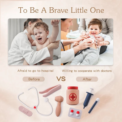 Baby Silicone Doctors Toys Pretend Playing Kids Role Play Pretend Playing Doll Accessories Learning Education Toys Babies Gifts