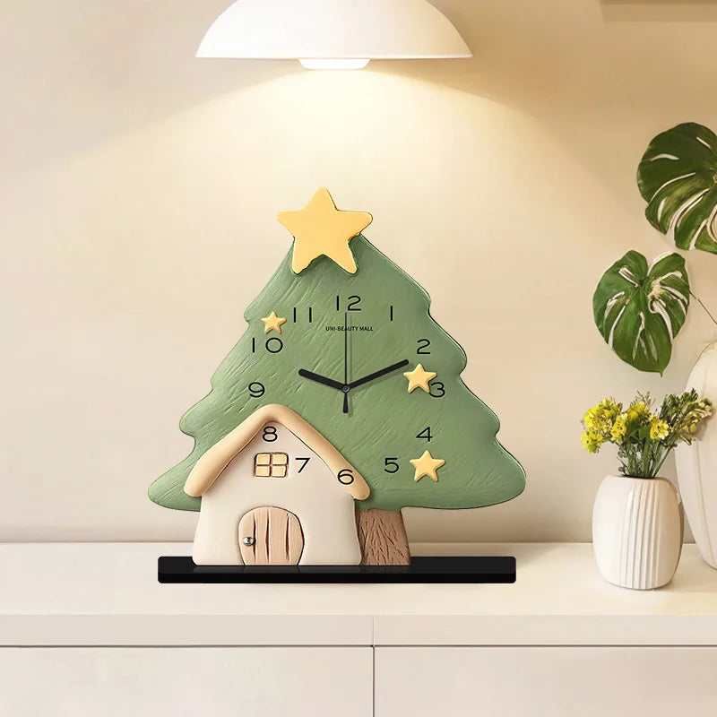 Christmas Decoration Desktop Clock Desktop Clock Creative Desk Clock High-end Living Room Clock Small Ornament