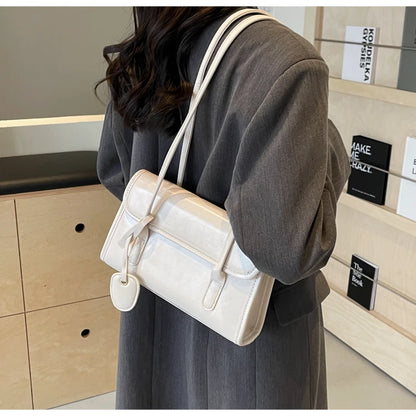 Fashion Red Shoulder Bags For Women Trendy Textured Solid Color Handbag Autumn Winter Versatile Female Underarm Pack